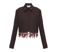 Tory Burch - Blazer avec un ourlet à finition décorative - Femme - Vestes - Brun - Taille: 36 FR
