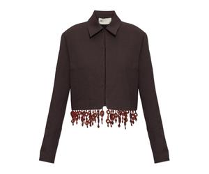Tory Burch - Blazer avec un ourlet à finition décorative - Femme - Vestes - Brun - Taille: 36 FR