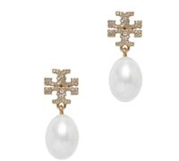 Tory Burch - Boucle d'oreille Kira Pavé Perle Goutte - Femme - Accessoires - Jaune - Taille: ONE Size