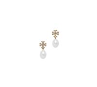Tory Burch - Boucle d'oreille pendant Moondance perle et pavage - Femme - Accessoires - Jaune - Taille: ONE Size