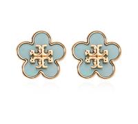 Tory Burch - Boucles d'oreilles avec logo - Femme - Accessoires - Bleu - Taille: ONE Size