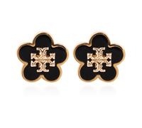 Tory Burch - Boucles d'oreilles avec motif floral - Femme - Accessoires - Noir - Taille: ONE Size