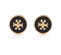 Tory Burch - Boucles d'Oreilles Bijoux Noir/Or Double T - Femme - Accessoires - Noir - Taille: ONE Size