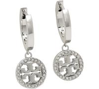 Tory Burch - Boucles d'oreilles créoles Miller Pave - Femme - Accessoires - Gris - Taille: ONE Size