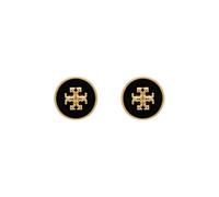 Tory Burch - Boucles d'oreilles Icon Enamel Circle - Femme - Accessoires - Noir - Taille: ONE Size