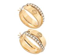 Tory Burch - Boucles d'oreilles Icon Pavé - Femme - Accessoires - Jaune - Taille: ONE Size