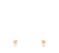 Tory Burch - Boucles d'oreilles Logo et Perle Moondance - Femme - Accessoires - Jaune - Taille: ONE Size