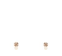 Tory Burch - Boucles d'oreilles logo Moondance et perle - Femme - Accessoires - Jaune - Taille: ONE Size