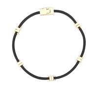 Tory Burch - Bracelet en cuir noir Eleanor - Femme - Accessoires - Noir - Taille: M/L