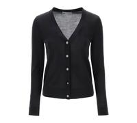 Tory Burch - Cardigan Simone en Laine et Soie à Col V - Femme - Pulls - Noir - Taille: 40 FR