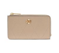 Tory Burch - Charlie Quilted Zip Card Case - Femme - Accessoires - Beige - Taille: ONE Size