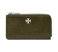 Tory Burch - Charlie Quilted Zip Card Case - Femme - Accessoires - Vert - Taille: ONE Size