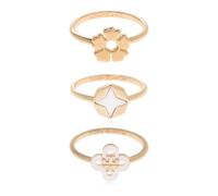 Tory Burch - Ensemble de Bagues Empilables Trèfle - Femme - Accessoires - Jaune - Taille: 46 MM