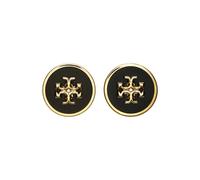 Tory Burch - Icon Enamel Circle-Stud Earrings - Femme - Accessoires - Noir - Taille: ONE Size