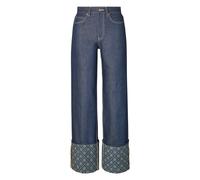 Tory Burch - Jean Jambe Droite à Revers Contrasté - Femme - Jeans - Bleu - Taille: W26