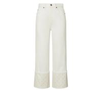 Tory Burch - Jean Jambe Droite Revers Contrasté - Femme - Pantalons - Blanc - Taille: W28