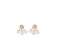 Tory Burch - Kira Pearl Front-Back Earrings - Femme - Accessoires - Blanc - Taille: ONE Size