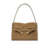 Tory Burch - Lee Radziwill Suede Large Shoulder Bag - Femme - Sacs - Brun - Taille: ONE Size