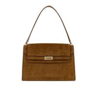 Tory Burch - Lee Radziwill Suede Large Shoulder Bag - Femme - Sacs - Brun - Taille: ONE Size