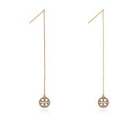 Tory Burch - Longues boucles d'oreilles avec des cristaux scintillants - Femme - Accessoires - Jaune - Taille: ONE Size