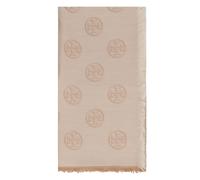 Tory Burch - Medallion Logo Oblong Traveler Scarf - Femme - Accessoires - Beige - Taille: ONE Size