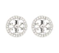 Tory Burch - Miller Pavé Stud Earring - Femme - Accessoires - Gris - Taille: ONE Size