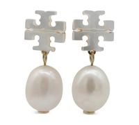 Tory Burch - Moondance Pearl Drop Earrings - Femme - Accessoires - Gris - Taille: ONE Size