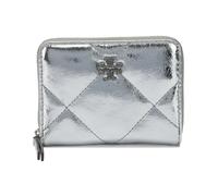 Tory Burch - Petit portefeuille zippé Kira matelassé losanges métallisé - Femme - Accessoires - Gris - Taille: ONE Size