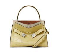 Tory Burch - Petite Lee Radziwill Croc-Embossed Double Bag - Femme - Sacs - Jaune - Taille: ONE Size
