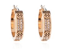 Tory Burch - Petites boucles d'oreilles créoles Icon Pavé - Femme - Accessoires - Jaune - Taille: ONE Size