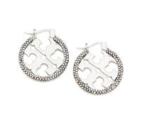 Tory Burch - Petites créoles Icon Pavé - Femme - Accessoires - Gris - Taille: ONE Size