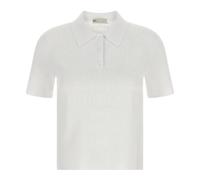 Tory Burch - Polo en maille pointelle stretch en viscose - Femme - Tops - Blanc - Taille: 36 FR