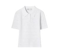Tory Burch - Polo en Viscose Pointelle - Femme - Tops - Blanc - Taille: 42 FR