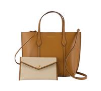 Tory Burch - Portefeuille à Fermeture Éclair en Cuir Marron avec Poignées - Femme - Sacs - Brun - Taille: ONE Size