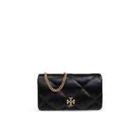 Tory Burch - Portefeuille en cuir matelassé avec chaîne - Femme - Sacs - Noir - Taille: ONE Size