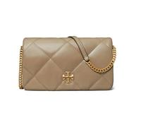 Tory Burch - Portefeuille matelassé en cuir avec bandoulière chaîne - Femme - Sacs - Beige - Taille: ONE Size