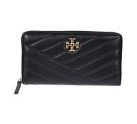 Tory Burch - Portefeuille matelassé en cuir avec fermeture éclair - Femme - Accessoires - Noir - Taille: ONE Size