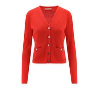 Tory Burch - Pull col en V avec boutons logo - Femme - Pulls - Rouge - Taille: 40 FR