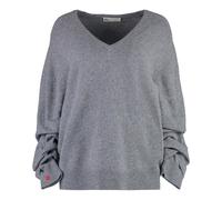 Tory Burch - Pull en laine côtelée à col en V - Femme - Pulls - Gris - Taille: 40 FR
