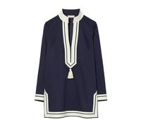 Tory Burch - Robe Chemise à Col U et Pompons - Femme - Robes - Bleu - Taille: 40 FR