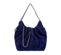 Tory Burch - Sac Hobo Mini Fleming en Daim - Femme - Sacs - Bleu - Taille: ONE Size