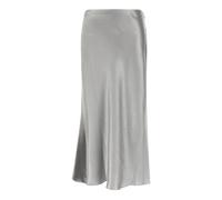 Tory Burch - Satin Midi Skirt - Femme - Jupes - Gris - Taille: 42 FR
