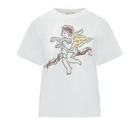 Tory Burch - Short Sleeve Crew Neck T-Shirt - Femme - Tops - Blanc - Taille: 42 FR