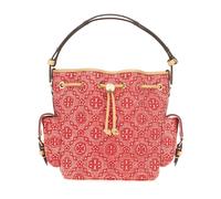 Tory Burch - T Monogram Denim Bucket Bag - Femme - Sacs - Rouge - Taille: ONE Size