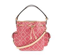 Tory Burch - T Monogram Denim Bucket Bag - Femme - Sacs - Rouge - Taille: ONE Size