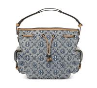 Tory Burch - T Monogram Denim Bucket Bag with Pockets - Femme - Sacs - Bleu - Taille: ONE Size