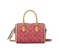 Tory Burch - T Monogram Denim Petite Barrel Bag - Femme - Sacs - Rouge - Taille: ONE Size