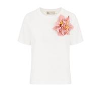Tory Burch - T-shirt en coton orné - Femme - Tops - Blanc - Taille: 36 FR