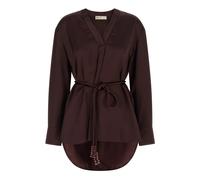 Tory Burch, Femme, Blouses et Chemises, Rouge, Taille: 36 FR Tunique Asymétrique Ceinturée en Viscose