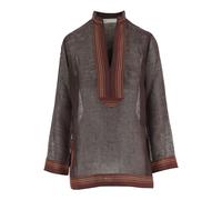 Tory Burch - Tunique en Lin - Femme - Blouses et Chemises - Brun - Taille: 42 FR